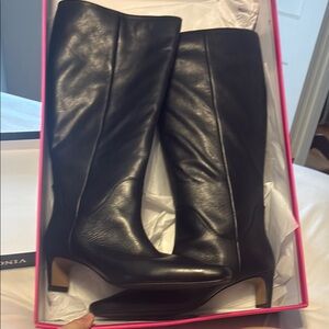 Vince Camuto Black Heeled Avirah Wide Calf Boot